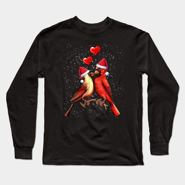 Christmas cardinals in love Long Sleeve T-Shirt by Artardishop